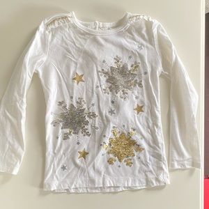 Carters long sleeve sequin snowflake top
